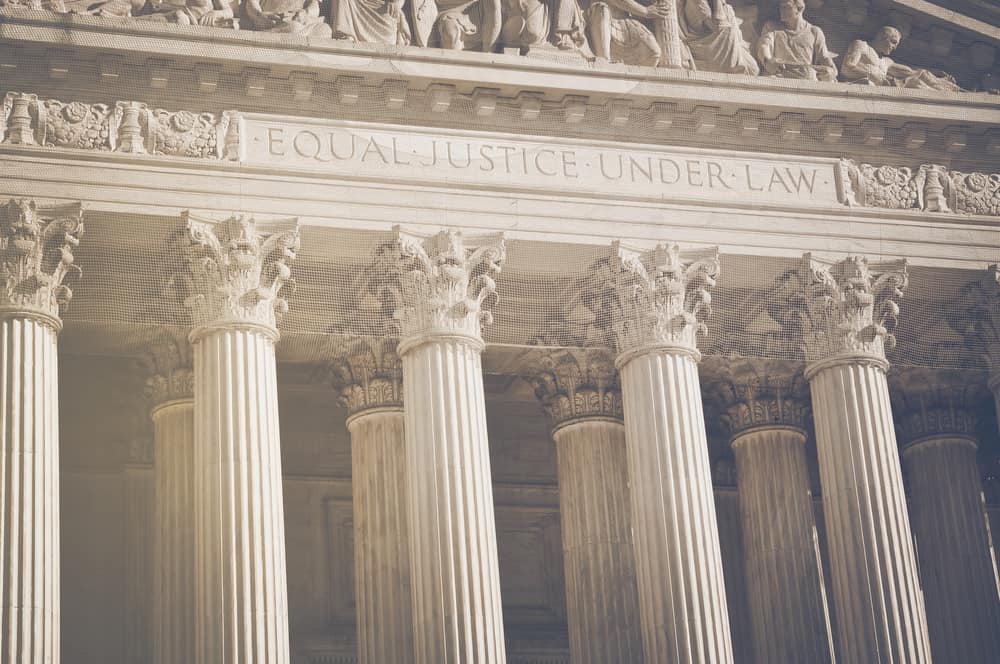 United States Supreme Court Pillars of Justice and Law with Retr